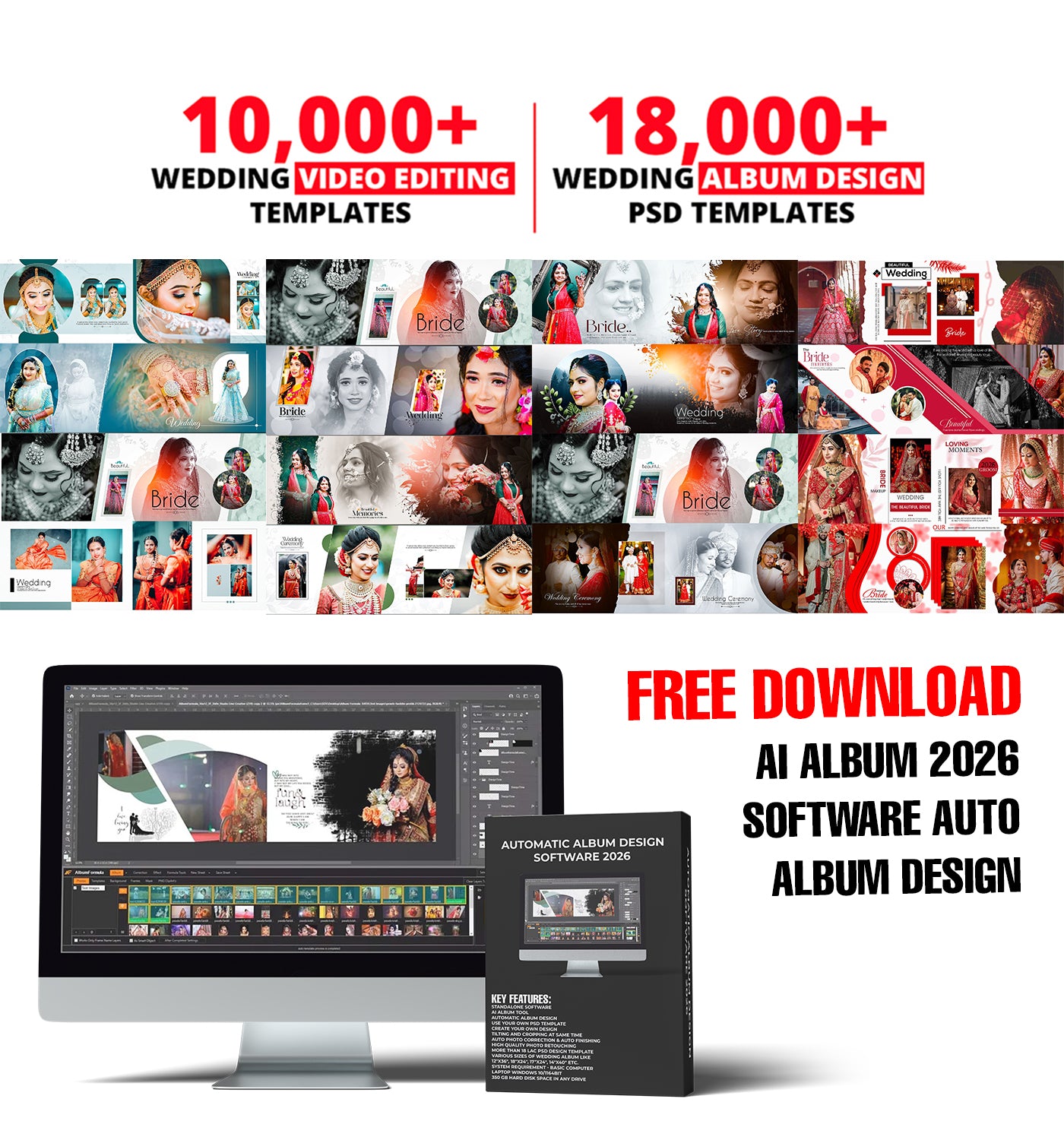 200+ GB Ultimate Wedding Templates with Auto Design Software